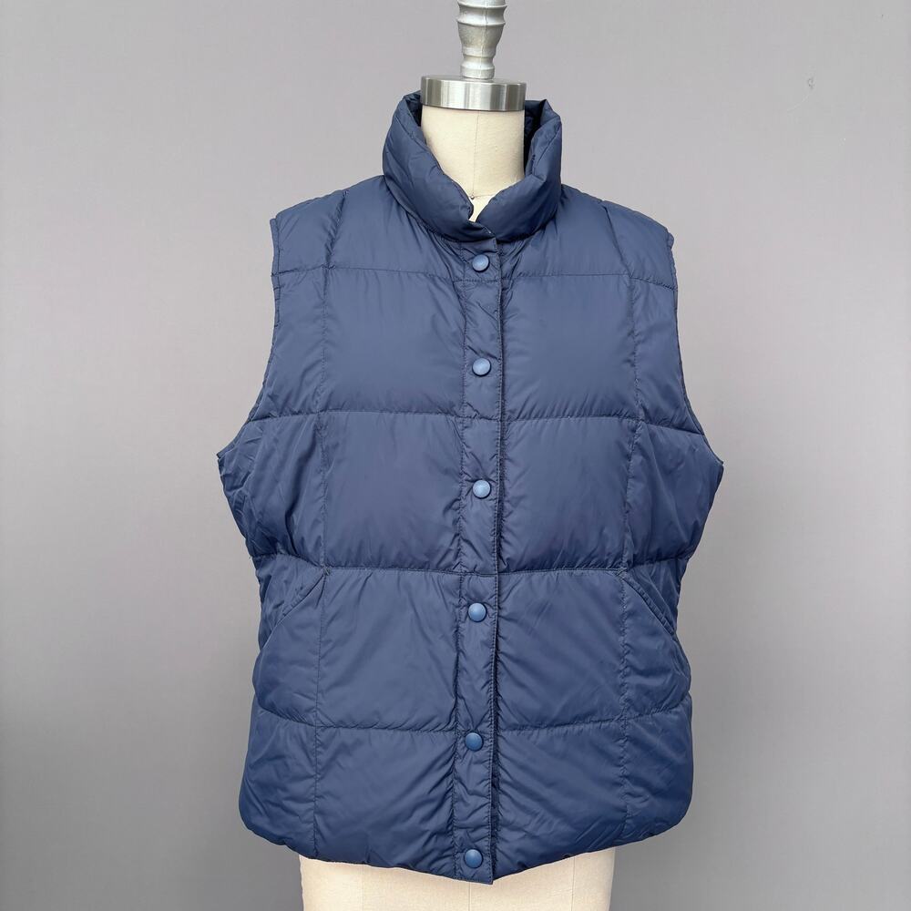 Lands End Womens Puffer Vest Navy Blue
